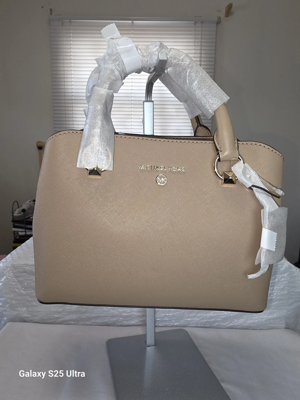 MICHAEL Michael Kors Edith Small Saffiano Leather Satchel In Camel